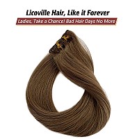 Hair Extensions Real Human Hair Licoville Ash Brown Clip In Hair Extensions 15 Inch Short Straight Brown Human Hair Clip In Exte