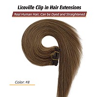 Hair Extensions Real Human Hair Licoville Ash Brown Clip In Hair Extensions 15 Inch Short Straight Brown Human Hair Clip In Exte