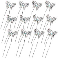 12 Pieces Butterfly Hair Pin Butterfly Hair Clips Crystal Pearl Hair Clips Bridal Wedding Hair Pins Bride Headwear Hair Accessor