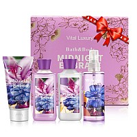 Vital Luxury Bath & Body Kit, 3 Fl Oz, Ideal Skincare Gift Home Spa Set, Includes Body Lotion, Shower Gel, Body Cream, and Fragrance Mist, Valentines Day Gifts for Her and Him (Midnight Embrace)