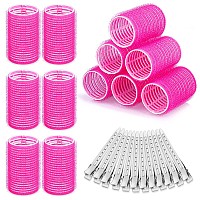 Hair Curlers Rollers, 12Pcs Hair Rollers Hair Curlers Self Grip Holding Rollers with 12 Pcs Stainless Steel Duckbill Clips for Long Medium Short Thick Fine Thin Hair Bangs Volume