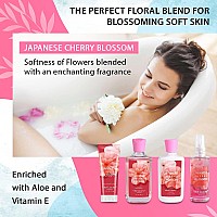 Vital Luxury Bath & Body Kit, 3 Fl Oz Travel Size, Ideal Skincare Relaxing Home Spa Set, Includes Body Lotion, Shower Gel, Body Cream, And Fragrance Mist, Bath Gifts For Her And Him (Japanese Cherry