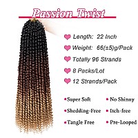 Leeven 22 Inch Pretwisted Passion Twist Crochet Hair 3 Tones 8 Packs Ombre Brown Bohemian Crochet Passion Braids Hair For Passi