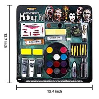 Spooktacular Creations 26 Pcs Halloween Family Makeup Kit, Zombie Makeup, Face Paint With Zombie Green Ooze, Fake Blood Costume Easy On & Easy Off Character Makeup Set For Halloween Party Supplies