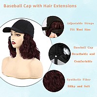 Chrshn Hat Wig For Women Short Wave Baseball Cap Wig With Curly Hair Extensions Wig Synthetic Wave Wig Hat Adjustable Red Baseba