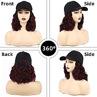 Chrshn Hat Wig For Women Short Wave Baseball Cap Wig With Curly Hair Extensions Wig Synthetic Wave Wig Hat Adjustable Red Baseba