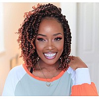 ToyoTress Tiana Passion Twist Hair - 8 Inch 8 Packs Pre-twisted Crochet Braids Ombre Orange, Short Bob Pre-looped Synthetic Braiding Hair Extensions (8 Inch, T350-8P)