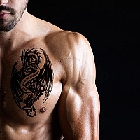 50 Sheets Dragon Temporary Tattoos For Men Women Adults Fake Tattoos Large Tribal Stickers Black Realistic Sleeve Art Tattoo