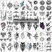 50 Sheets Dragon Temporary Tattoos For Men Women Adults Fake Tattoos Large Tribal Stickers Black Realistic Sleeve Art Tattoo