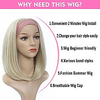 Headband Wigs For Black And White Women Blonde Wig Glueless Synthetic Short Bob Cosplay Wig 180 Density None Lace Front Wigs Fo