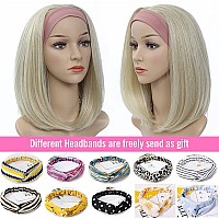 Headband Wigs For Black And White Women Blonde Wig Glueless Synthetic Short Bob Cosplay Wig 180 Density None Lace Front Wigs Fo