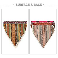 AWAYTR Boho Hair Bandanas Head Kerchief - 3Pcs Elastic Hair Scarves Headband with Fringe Trim Ethnic Bandana Headband Hair Kerchief with 2 Clips Multicolor(Fringe trim)