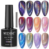 MIZHSE 10ml Universal Rainbow Cat Eye Gel Nali Polish Laser Holographic 9D Cat Eye Gel Polish Soak Off LED UV Gel Nail Art Varnish with Magnetic (WNXCMY)