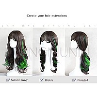 Tengniuniu Colored Hair Extensions Clip In Green 12 Pieces Highlights Party For Kids Girls Women 16 Inch Wavy Curly Synthetic