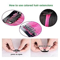 Tengniuniu Colored Hair Extensions Clip In Green 12 Pieces Highlights Party For Kids Girls Women 16 Inch Wavy Curly Synthetic