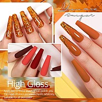 Ur Sugar Fall Winter Gel Nail Polish Set 6 Colors Maple Pumpkin Burnt Orange Yellow Red Glitter Gel Polish Kit Autumn Halloween