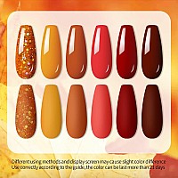 Ur Sugar Fall Winter Gel Nail Polish Set 6 Colors Maple Pumpkin Burnt Orange Yellow Red Glitter Gel Polish Kit Autumn Halloween