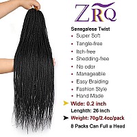 Zrq 8 Packs 26 Inch Crochet Senegalese Twist Braids Hair Small Senegalese Twist Crochet Hair Micro Long Mambo Twist Crochet Brai