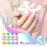 Rarjsm Nail Art Liner Gel Polish 6Pcs Set Marshmallow Pastel Yellow Green Blue Purple Orange Pink Spring Summer Colors Line Gel