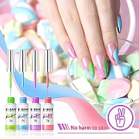 Rarjsm Nail Art Liner Gel Polish 6Pcs Set Marshmallow Pastel Yellow Green Blue Purple Orange Pink Spring Summer Colors Line Gel