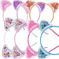 Fishdown Cute Cat Ears Headbands Set For Girls Plastic Headbands For Nonslip Transparent Cat Ears Headbands Quicksand7Pcs Per