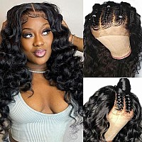 Binf Loose Deep Wave 4X4 Lace Closure Wig Unprocessed Human Hair Natural Black 20 Inch