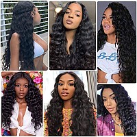 Binf Loose Deep Wave 4X4 Lace Closure Wig Unprocessed Human Hair Natural Black 20 Inch