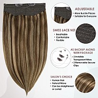 Full Shine Brown Highlights Wire Hair Extensions Straight Hair 80 Grams Dark Brown Highlight Medium Blonde Short Hair Clip In Extensions With Fishing Line Headband Hair Extension Human Hair 12 Inch