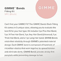 Gimme Beauty - Black Hair Ties in 5 Sizes - Bands Fitting Kit - Soft Hair Ties for Thick Hair & Black Pony Tail Holders for Thin Hair - No Damage Hair Ties for All Hair Types, Find Your Fit (5 Count)