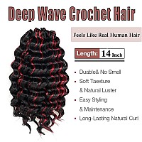 Toyotree Deep Twist Crochet Hair 14 Inch 8 Packs Ombre Burgundy Midlength Curly Deep Wave Crochet Hair Synthetic Ocean Wave