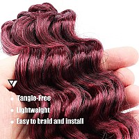 Toyotree Deep Twist Crochet Hair 14 Inch 8 Packs Ombre Burgundy Midlength Curly Deep Wave Crochet Hair Synthetic Ocean Wave