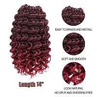 Toyotree Deep Twist Crochet Hair 14 Inch 8 Packs Ombre Burgundy Midlength Curly Deep Wave Crochet Hair Synthetic Ocean Wave