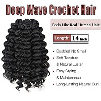 Toyotree Deep Twist Crochet Hair 14 Inch 8 Packs Natural Black Midlength Curly Deep Wave Crochet Hair Synthetic Ocean Wave B