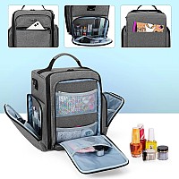 BAFASO Nail Polish Organizer Holds 48 Bottles (15ml - 0.5 fl.oz) and a Nail Lamp, Large Nail Polish Case with 2 Removable Pouches and Multiple Storage Sections (Patented Design), Gray