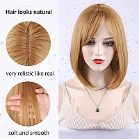 Morica Strawberry Blonde Bob Wig With Bangs Short Hair Wig For Women Blonde Wig Straight Hair Bob Wig Synthetic Heat Resistant 1