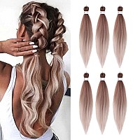 Prestretched Braiding Hair Extensions 26 Inch 6 Packs Ombre Braiding Hair Hot Water Setting Professional Soft Yaki Synthetic Cr