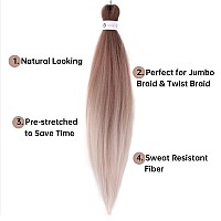 Prestretched Braiding Hair Extensions 26 Inch 6 Packs Ombre Braiding Hair Hot Water Setting Professional Soft Yaki Synthetic Cr