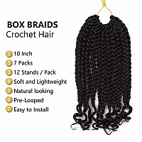 7 Packs Crochet Box Braids Curly Ends 10 Inch Crochet Braids Box Braid Crochet Hair For Black Women 10 Inch 1B