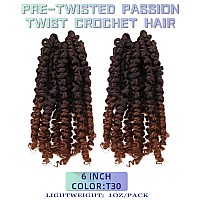 6 Inches 2 Packs Super Short Passion Twist Crochet Hair For Black Women And Kids Ombre Brown Pre Looped Pretwisted Crochet Hair