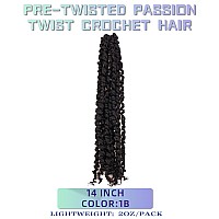 14 Inches 8 Packs Pre Looped Pretwisted Passion Twist Crochet Hair For Black Womennatural Blacksoft Long Hair Extensions Braid