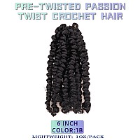 6 Inches 8 Packs Super Short Passion Twist Crochet Hair For Black Women And Kidsnatural Black Pre Looped Pretwisted Crochet Hai