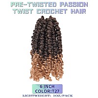 6 Inches 8 Packs Super Short Passion Twist Crochet Hair For Black Women And Kidsombre Blonde Pre Looped Pretwisted Lightweight