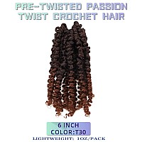 6 Inches 8 Packs Super Short Passion Twist Crochet Hair For Black Women And Kidsombre Brown Pre Looped Pretwisted Hair Extensio