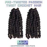 6 Inches 2 Packs Super Short Passion Twist Crochet Hair For Black Women And Kids Natural Black Pre Looped Pretwisted Crochet Ha