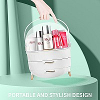 Zglori Makeup Organizer Cosmetics Makeup Storage Box Skincare Organizers With Lid And Drawers Water Dust Free Vanity Organi