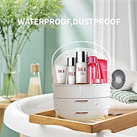 Zglori Makeup Organizer Cosmetics Makeup Storage Box Skincare Organizers With Lid And Drawers Water Dust Free Vanity Organi