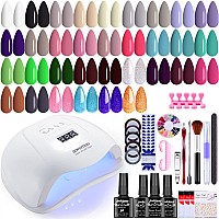 Jewhiteny 36 Pcs Gel Nail Polish Kit With U V Light 120W Nail Lamp 33 Colors Gel Polish Nail Set Nail Manicure Tools Allinone