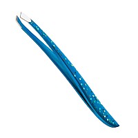 TRIM Azure Collection Slant Tip Tweezer - Precision-Ground Tips Grasp Even The Finest Hairs - Angled to Align with The Brow's Natural Arch - Calibrated Tension for More Control - Stainless Steel