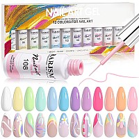 Rarjsm Nail Art Gel Liner Painting Polish Set12 Pastel Colors Spring Summer Collectionpainted Gel Nail Polish Set Build In Thi