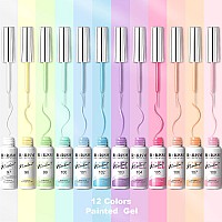 Rarjsm Nail Art Gel Liner Painting Polish Set12 Pastel Colors Spring Summer Collectionpainted Gel Nail Polish Set Build In Thi